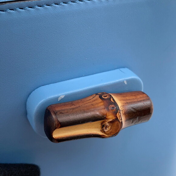 GUCCI Blue Leather Bamboo Shoulder Bag - Picture 13 of 16